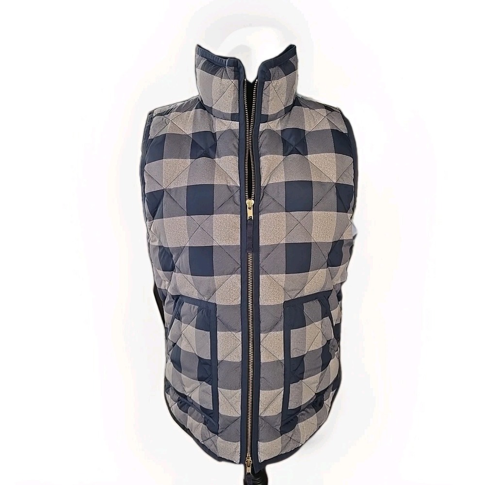 J.Crew Down Puffer Vest Small Plaid Preppy Outdoor Women's